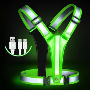 LED Reflective Running Vest, Light UP Reflective Vest, Safety Light Gear for Night Walking Cycling for Women Men