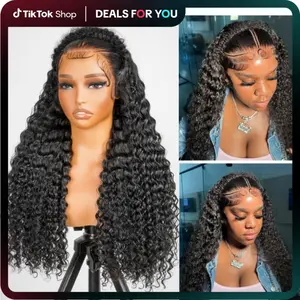 [New In] Asteria Hair Deep Wave Pre Braid Wigs 13×4 Lace Frontal Wig Huamn Hair With Baby Hair Pre Bleached Natural Black Wig Dealsforyoudays