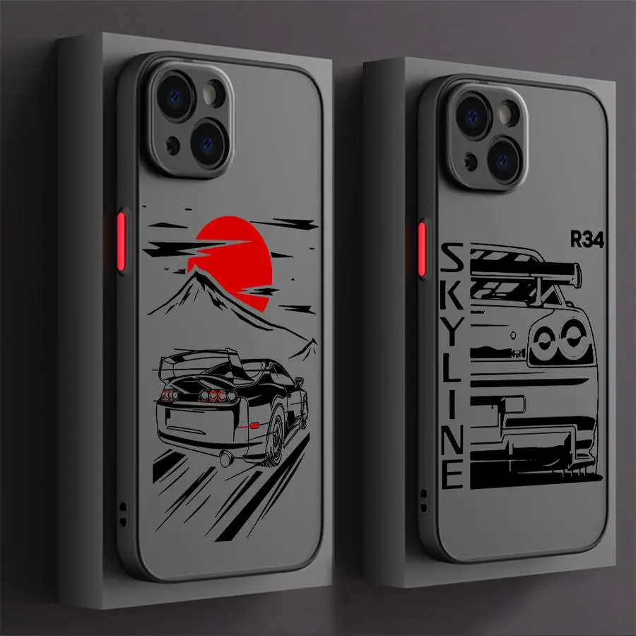 JDM Sports Cars Comic Phone Cases for IPhone 17 Promax Pro Air 16 Plus 15 14 13 12 11 Funda Black Protective Cover Protection