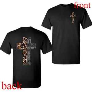 Christian T-Shirt, Camo Cross Design With Philippians 4:13 Verse, Perfect For Faithful Believers And OutdoorsmenValentine's Day gifts suitable for giving