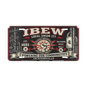 IBEW Local 177 Metal Vanity Plate — Powering Our Communities Jacksonville