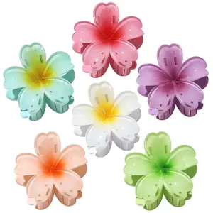6 Pcs Flower Hair Claw Clips for Women Hawaiian Large Hair Clips for Thick Thin Curly Hair, Strong Hold & Non-Slip, Stylish Medium Beach Hair Accessories for Women Girls (Hawaiian)
