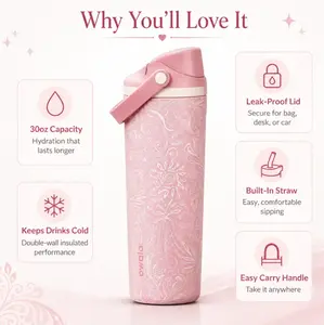 Owala FreeSip Sway 30oz Pink Coastal Bohemian Birthday Bash Beach Tumbler