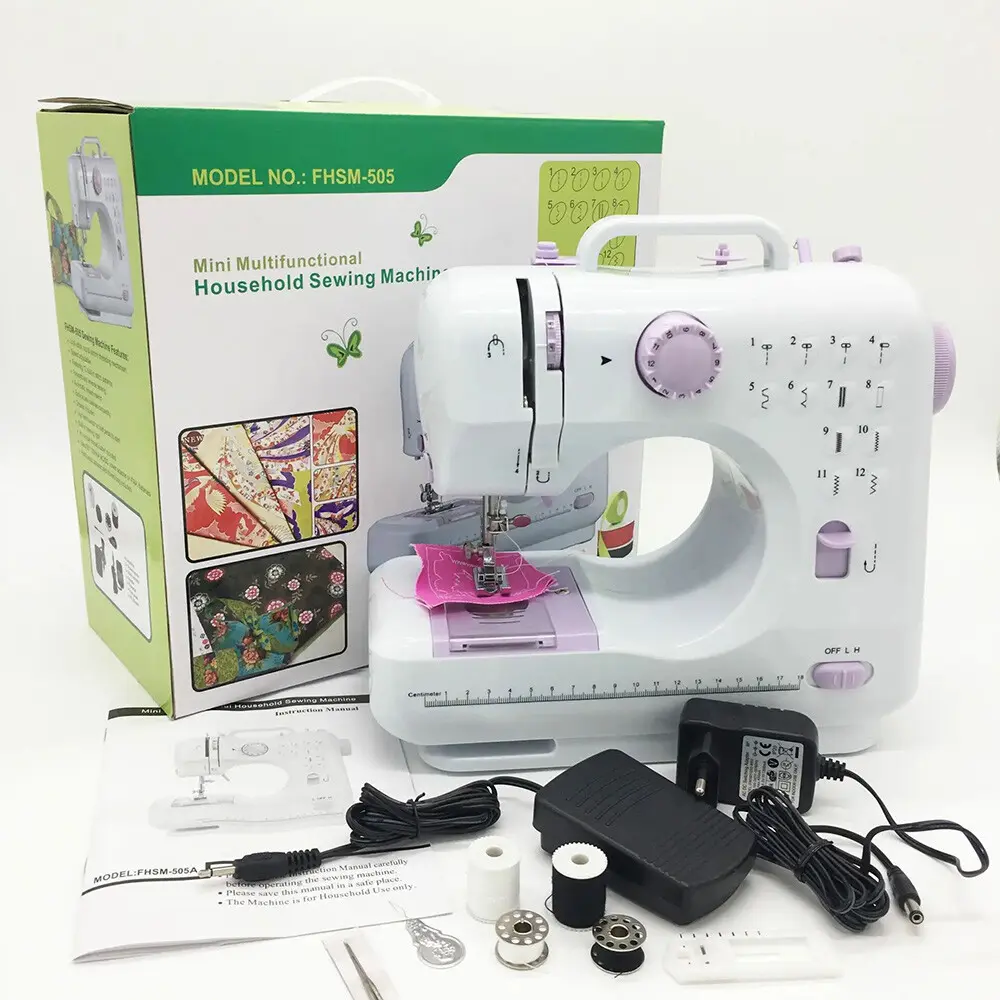 Smart Dual Control Sewing Machine with Foot Pedal & Button Operation 12 Built-in Stitches Portable Design for Home Tailoring