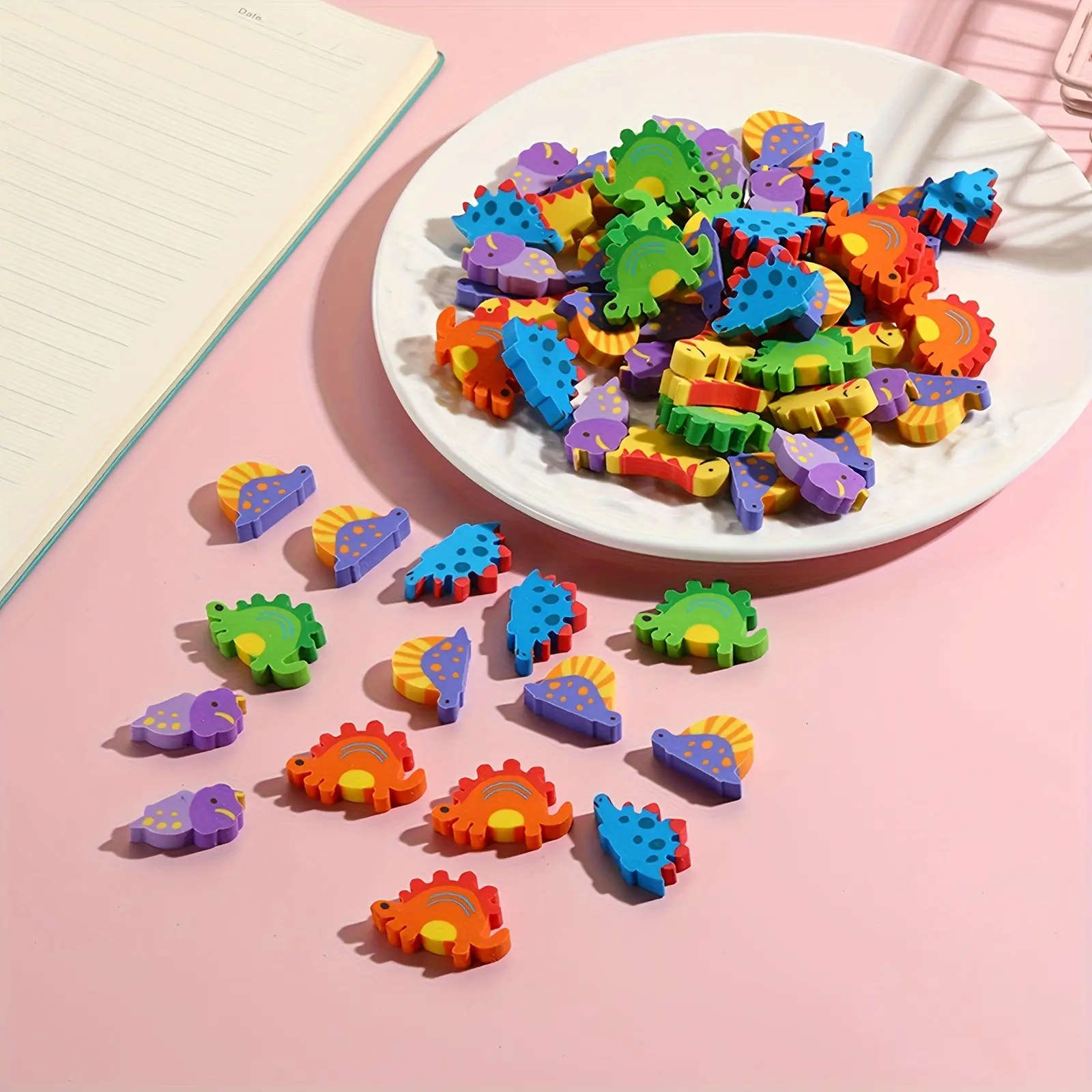 30/50 Pcs Colorful Dinosaur Erasers - Writing, Learning, Mistakes, Correction, Durable, Fun - Perfect for School, Party Favors, or Home Office - Synthetic Rubber