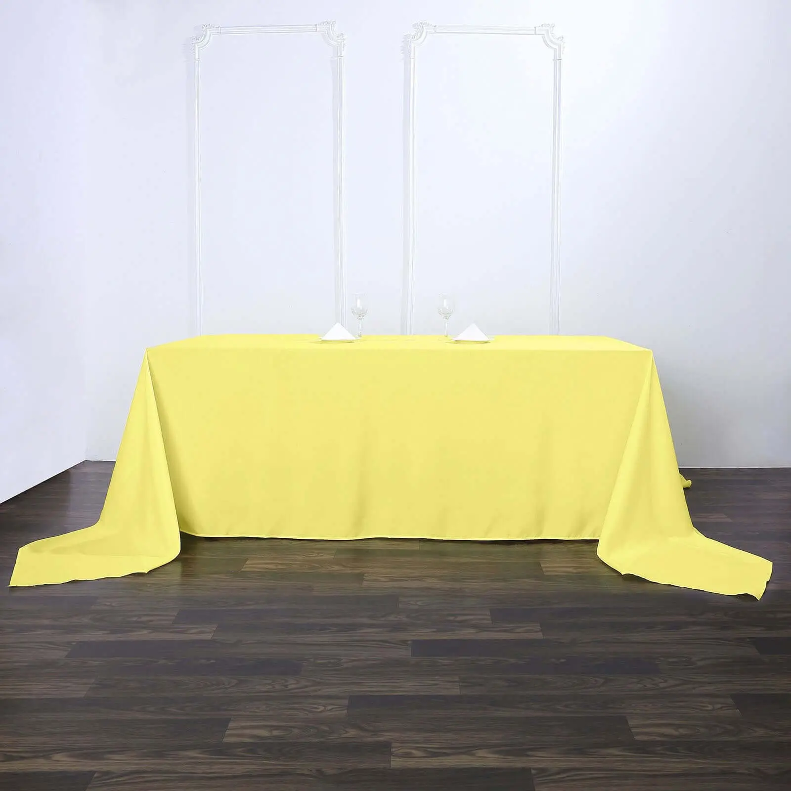 90"x156" Yellow Polyester Rectangle Tablecloth - Seamless Finish, Outdoor Kitchen Linen for Thanksgiving, Corporate Events, Convention Centers, Receptions, Happy Birthday Household Textile
