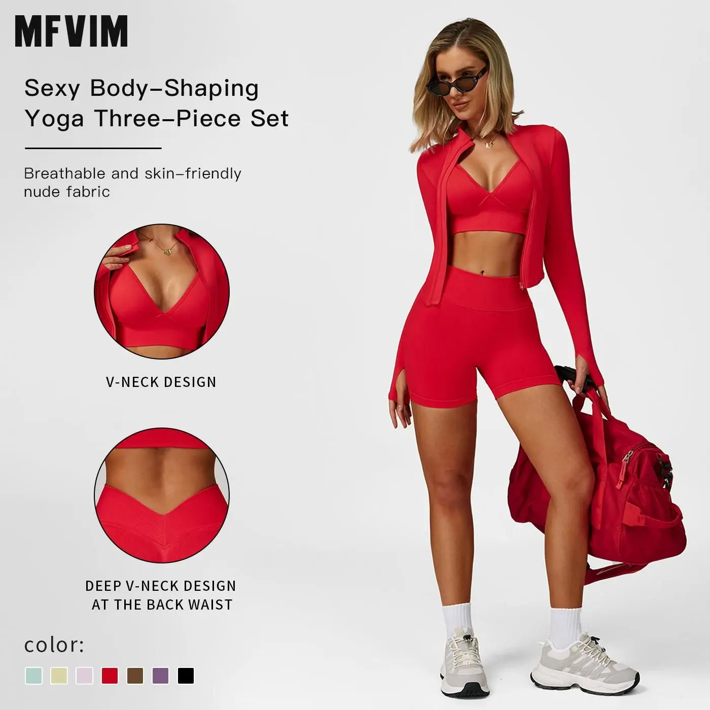 MFVIM Women's Sports Three-Piece Set Impact Compression Outdoor Fitness Running Activewear Versatile Everyday Workout High Waist Butt Lifting Yoga Pants,summerwins