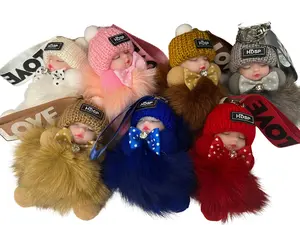 Sleeping Baby Fluffy Plush Doll Keychain