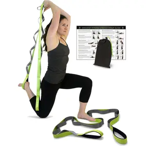 Gradient Fitness Stretching Strap for Physical Therapy, 12 Multi-Loop Stretch Strap 1.5" W x 8' L, Neoprene Handles, Physical Therapy Equipment, Yoga Straps for Stretching, Leg Stretcher.