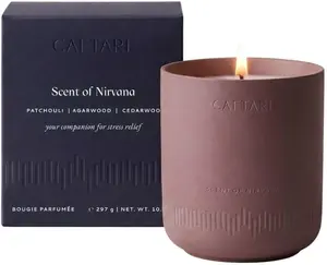 Meditation Candle with Real Oud Essential Oil, Stress Relief Aromatherapy, Cedarwood Patchouli Scent, 60 Hour Burn, Non-Toxic Soy Wax, 10.5oz