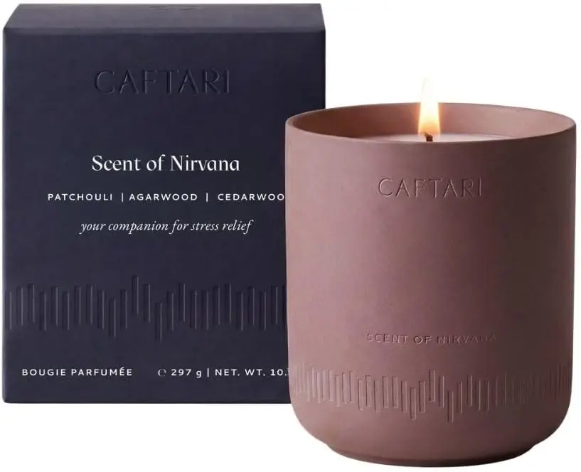 Meditation Candle with Real Oud Essential Oil, Stress Relief Aromatherapy, Cedarwood Patchouli Scent, 60 Hour Burn, Non-Toxic Soy Wax, 10.5oz