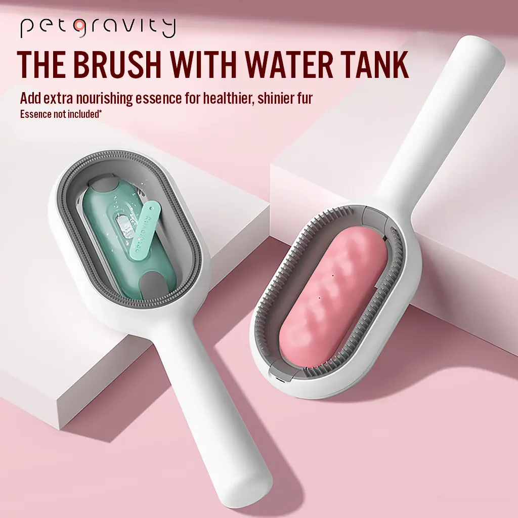 Gravity Cleaning Pet Grooming Brush with Built-in Hair Container