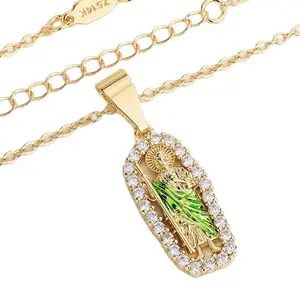San Judas Tadeo CZ Pendant Necklace Women's San Judas Faith Jewelry, Suitable for Everyday Wear and Parties, 20inch Necklace