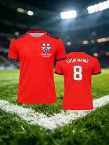 England cricket team jersey | Classic white and blue color scheme | Professional stadium-level equipment | ENGLAND CRICKET team uniform | Retro shield-shaped emblem | Must-have for cricket enthusiasts | Home Jersey