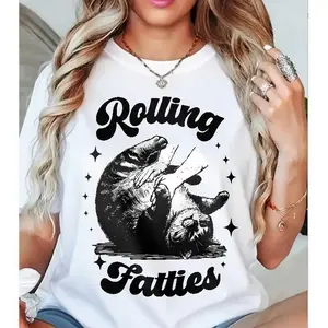 Rolling Fatties Retro Cat Graphic Tee, Funny Chonky Cat Shirt