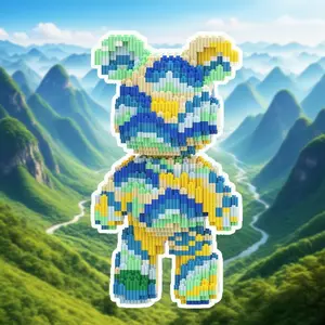 3D Bear Puzzle Building Blocks Creative Decoration, Birthday Halloween Valentine Christmas Holiday Gift, Home Party Decor Craft