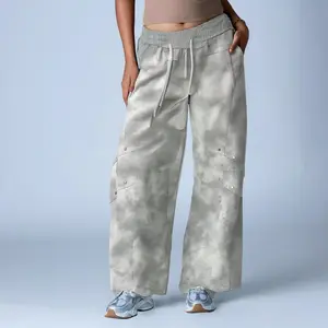 Cloud Wash Wide-Leg Cargo Sweatpants | Streetwear Unisex Style