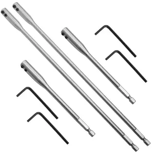8 Packs High Carbon Steel Drill Bit Sets, Drill Extension Bits Holder  Spade Bit Wrench Key, 12 Inch Drill Bits Extender for  Turners Construction Accessories