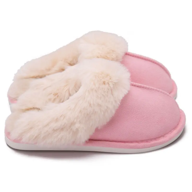 Winter House Slip Resistant Slippers Plush Faux Fluffy Flats Slippers Warm Slide Shoes Snow Outdoor Indoor for Women Springfresh