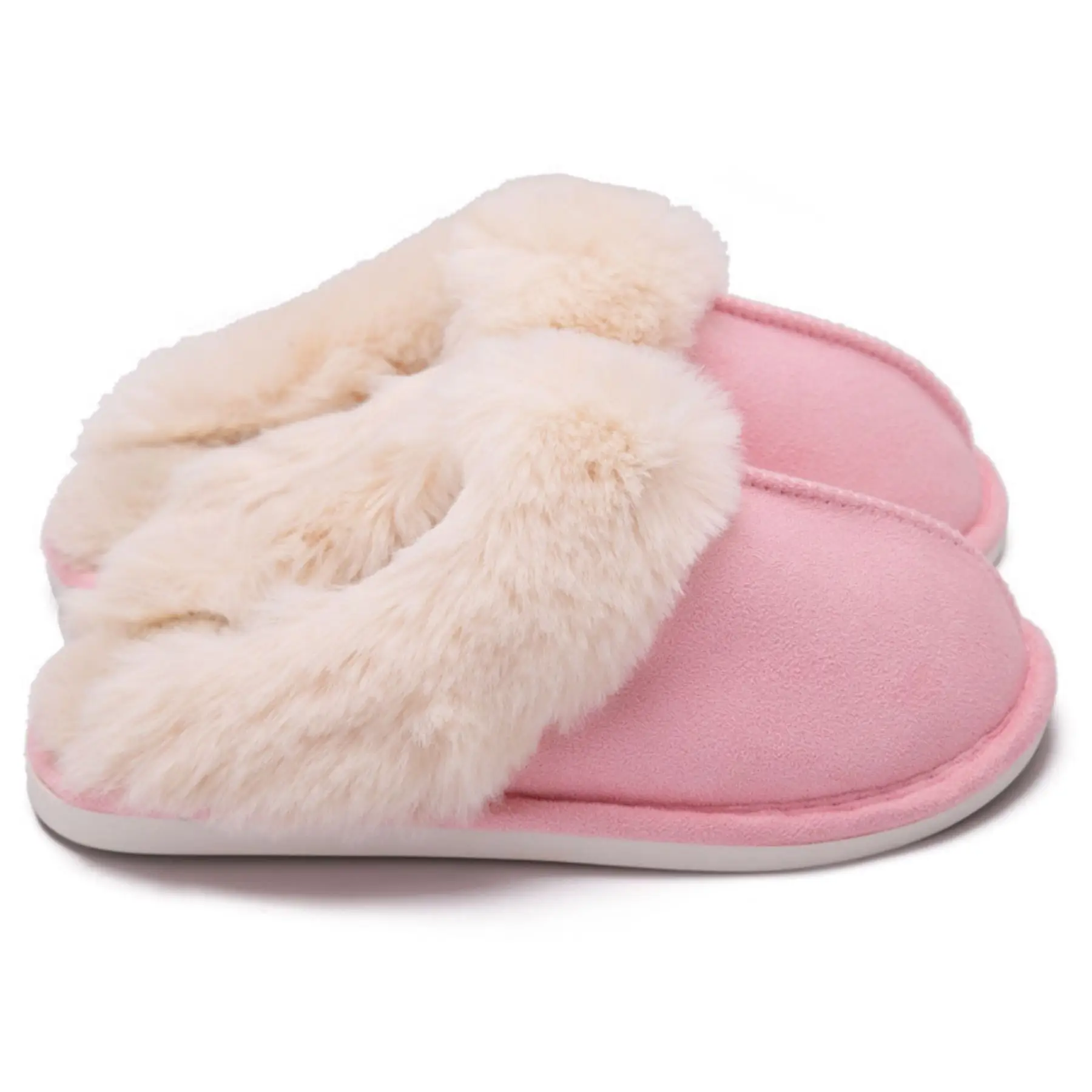 Winter House Slip Resistant Slippers Plush Faux Fluffy Flats Slippers Warm Slide Shoes for Women