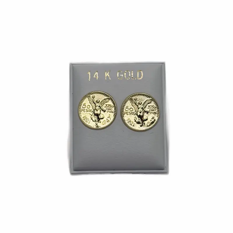 14K Gold Centenario Earrings - Elegant Coin Design, Durable & Luxurious, Perfect for Any Occasion
