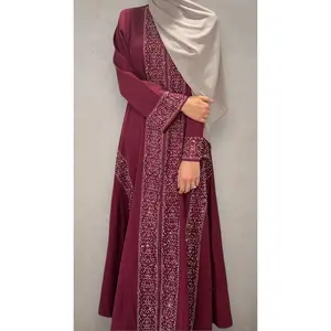 Rhinestone Abaya - Raspberry