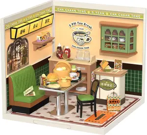 Rolife Super Creator DIY Miniature Plastic House Building Set Playset, Suitable for Mini Figures Construction Toys Diorama Kit (Hong Kong Bites Cafe)