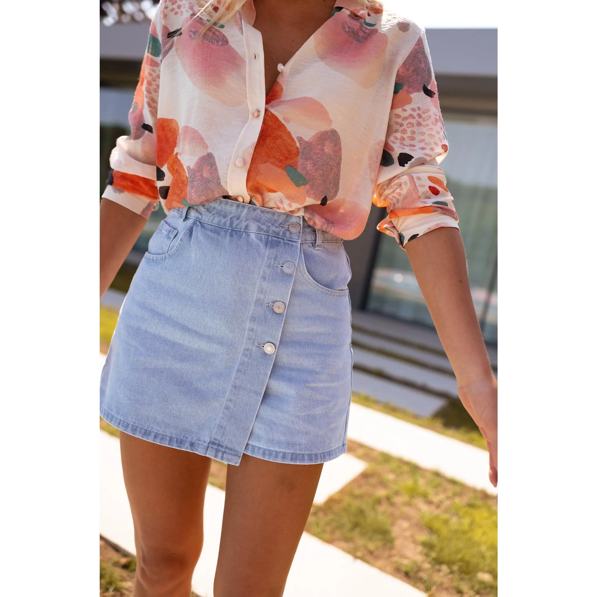 EASY CLOTHES Women's Light, Chic, Casual Denim Lilia Skort - Women's Bottom