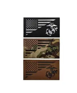 IR USA Flag Marine Corps Seal Infrared Reflective Tactical Embroidery Patch Hook & Loop Morale Patch Military Patch for Clothing Accessory Backpack Armband (3pcs)