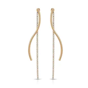 Ettika Spin Around Linear Dangle Earrings for Women – 18k Gold Plated Long Statement Earrings with Cubic Zirconia Accents
