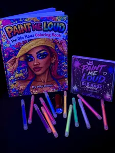 Paint Me Loud Glō HAUZ UV Glow Kit – Coloring Book, 12 Neon Markers & UV Light