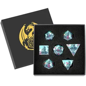 Octopus Theme UV Printed Dnd Dice Set, Resin Material, Polyhedral Dice Set, 7 Multi-Faced Dnd Dice Set, Beginner Kit, Role-Playing Board Game Accessories