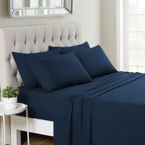 6 Piece Sheet Set, Deluxe Ultra Soft 1500 Series, Double Brushed Microfiber by Sweet Home Collection®- Queen, Navy