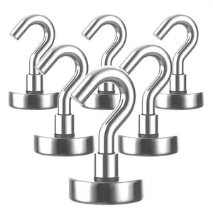 Magnetic Hooks Heavy Duty, 110 lbs Strong Magnet Hooks for Hanging, Magnet with Hook for Cruise, Refrigerator, Pack of 6 Wall Mounted Holder Wall Mount Compatible Organiser Multicolor Stainless Steel Bracket Sturdy Bracket