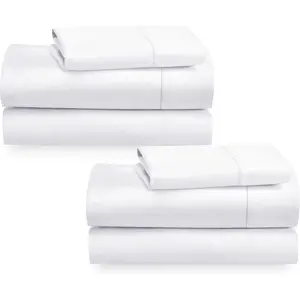 2-Pack Twin XL Sheet Sets - 400 Count 100% Sateen -,  Cooling, Wrinkle Resistant, 2 Sets Deep Pocket - White