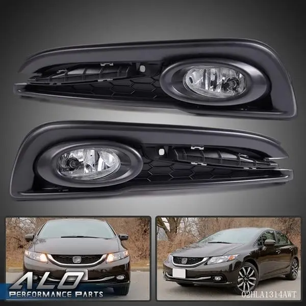 Fit For 2013-2015 Honda Civic Sedan Front Bumper Fog Lights Lamps w/ Wiring