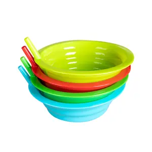 Straw Cereal Bowl Food-grade plastic material | Leak-proof bowl with built-in straw suitable for cereal and soup | 4-piece colorful breakfast bowl set