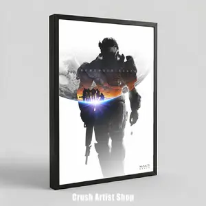 Halo Reach Canvas Poster Gaming Artworks High-Quality Canvas Print Video Game Wall Decor Gamer Gifts Solid Wood Frame Waterproof Design Artistic Elegance All-Scene Versatility