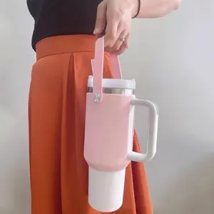 Generic Silicone Water Bottle Holder Sleeve for 40 OZ Tumbler with Handle (Pink)