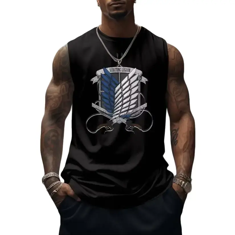 Attack On Titan Survey Corps Wings of Freedom Green Casual anime print gym Tank Top