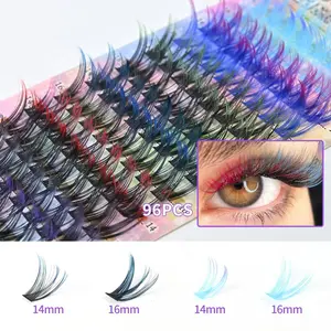 6 Colors Segmented False Eyelashes, Gradient Color Fake Lashes, DIY Personal Use Colorful False Eyelashes, Easy to Apply, Makeup