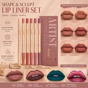 Naked Brown Lip Liner Set 6-Piece Makeup Box Versatile Color Numbers for Daily & Special Occasions Easy Application for All Skin Tones Flawless Cosmetic