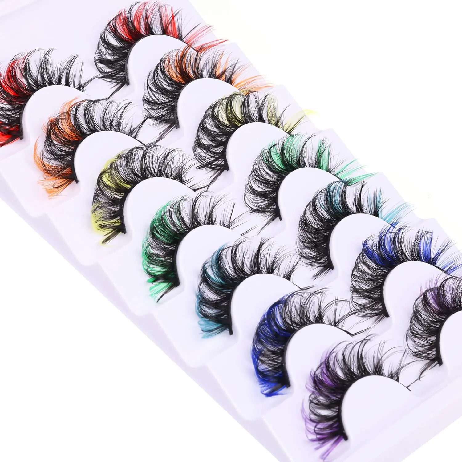 Colored Eyelashes Mink Lashes with Color Fluffy Natural Wispy Strip Eye ...