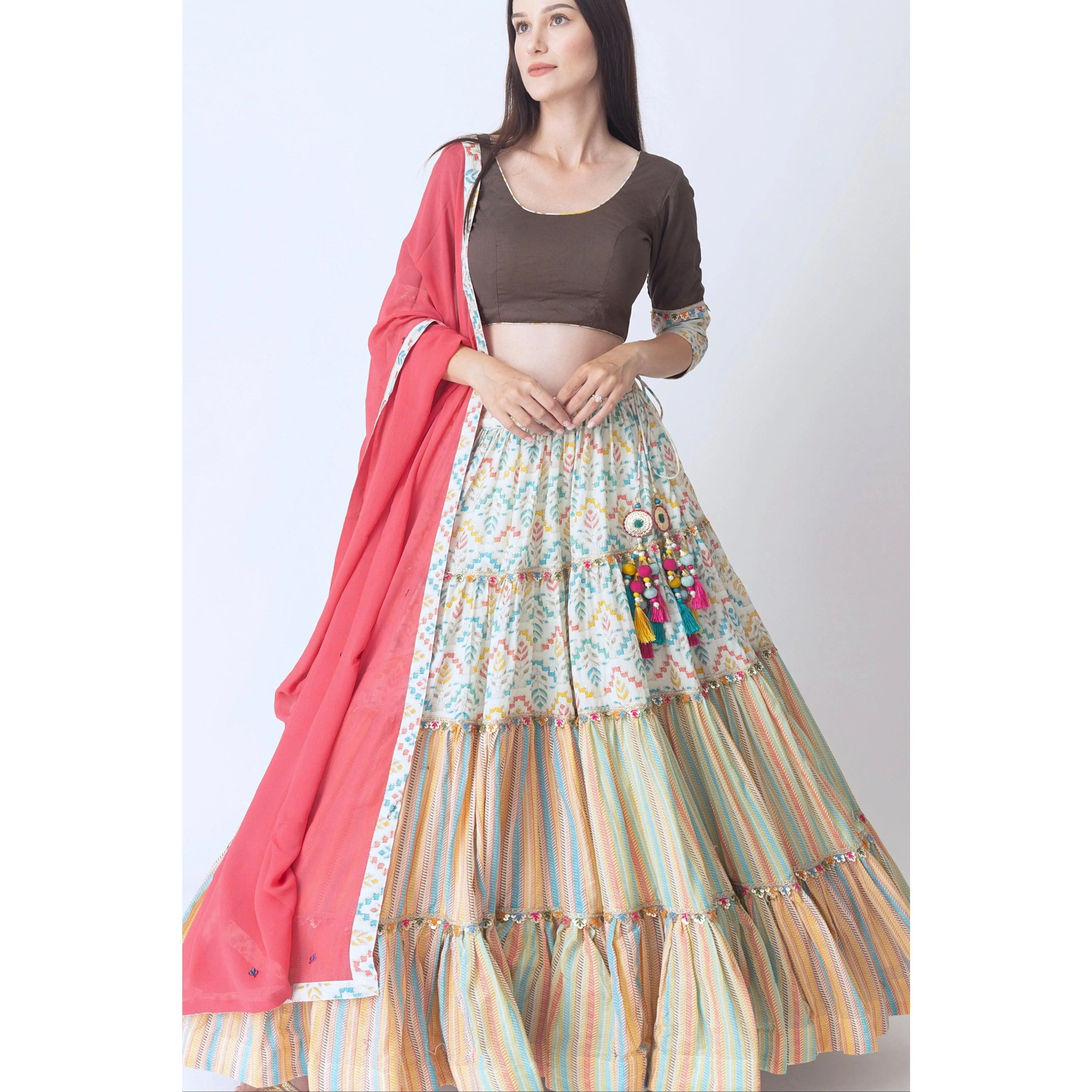 Zelda Multi Color Tiered Chaniya Choli Set