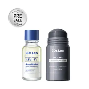 Dr.Leo 2-Step Acne Control Set - Salicylic Acid Cleanser, Detox Clay Mask Stick, Powder Pimple Drying Lotion, Acne Spot Treatment for Fast Pore Clearing, Blackhead & Breakout Reduction,summerwins