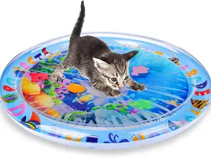 Cat Water Mat for Cats, Upgraded-Thicken Unbreakable Cat Splash Play Mat, Cat Water Play Mat for Indoor Cats, Interactive Cat Toys for Self Play