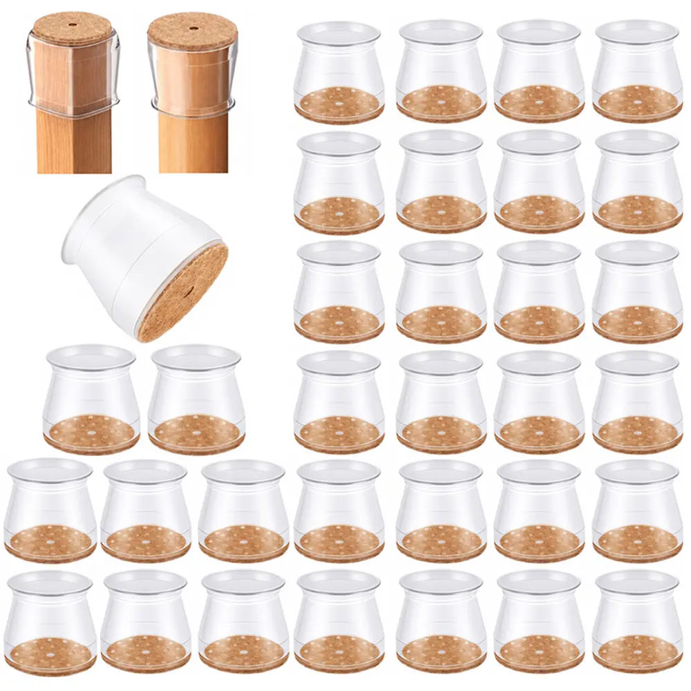 Chair Leg Floor Protectors with Felt Pads Silicone Chair Leg Caps for Hardwood Tile Floors Fits Round & Square Furniture Legs  Heavy Duty Scratch and Noise Protection