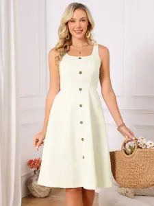 INSPIRE CHIC Women's Summer Dress Casual Square Neck Flattering A-Line Tank Sundress Beach Midi Dresses