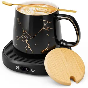 Coffee Mug Warmer & Luxury Marbling Mug Set, Electric Cup Warmer with Auto Shut Off, 4 Temperature Setting Smart Beverage Warmer with 8-Hours Auto Shut Off