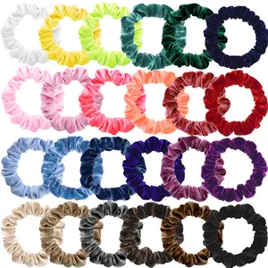 Funtopia 24 Counts Colorful Velvet Hair Ties for Thick Hair, Soft Mini Velvet Hair Scrunchies Elastic Hair Ties Ponytail Holders Rubber Bands Hair Accessories for Women Girls